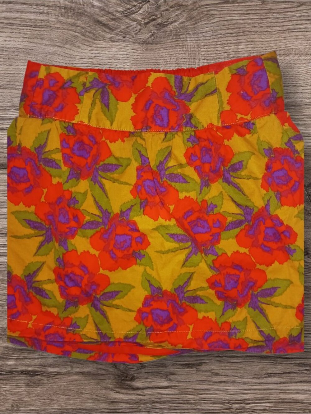 Fossil Floral Print Mini Skirt Women's Medium Lined Yellow Red Purple Boho